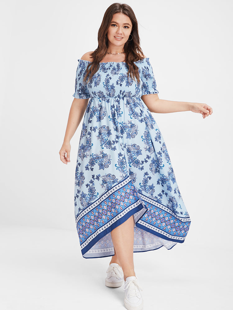 Bloom Dress - Floral Paisley Shirred High Low Maxi Dress
htt