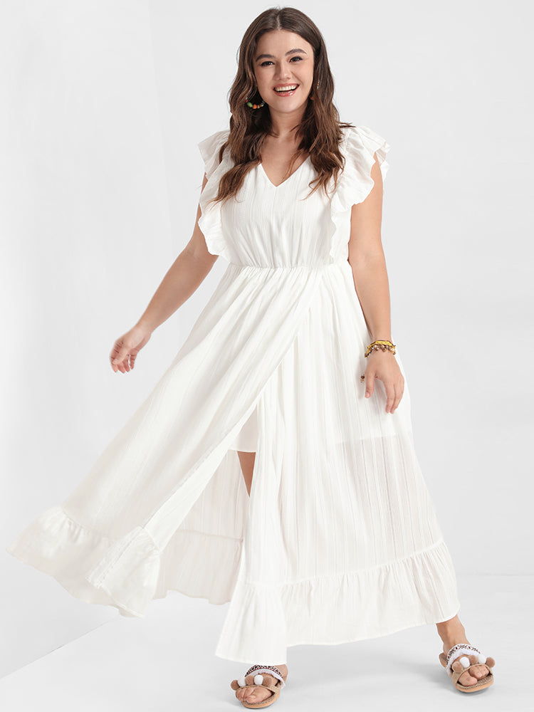 Solid V Neck Ruffles Split Pocket Maxi Dress
http://shrsl.co