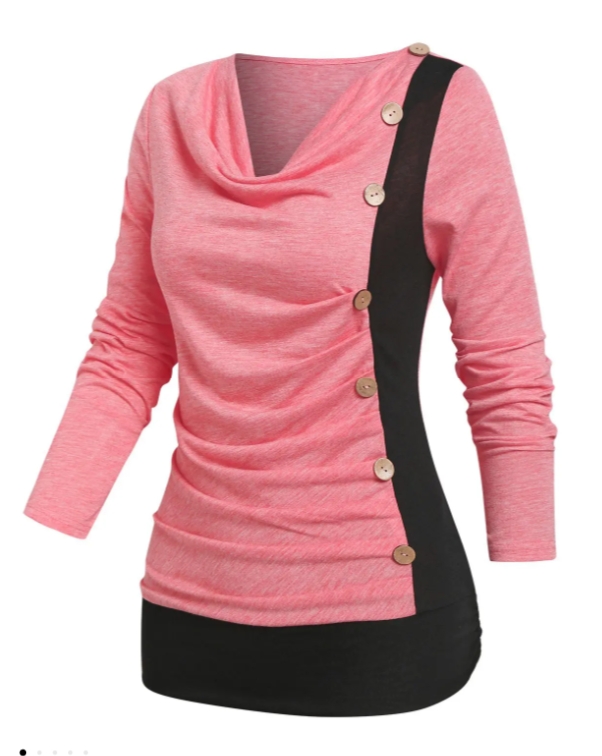 Mock Button Ruched Contrast T-shirt
http://shrsl.com/3m6y6