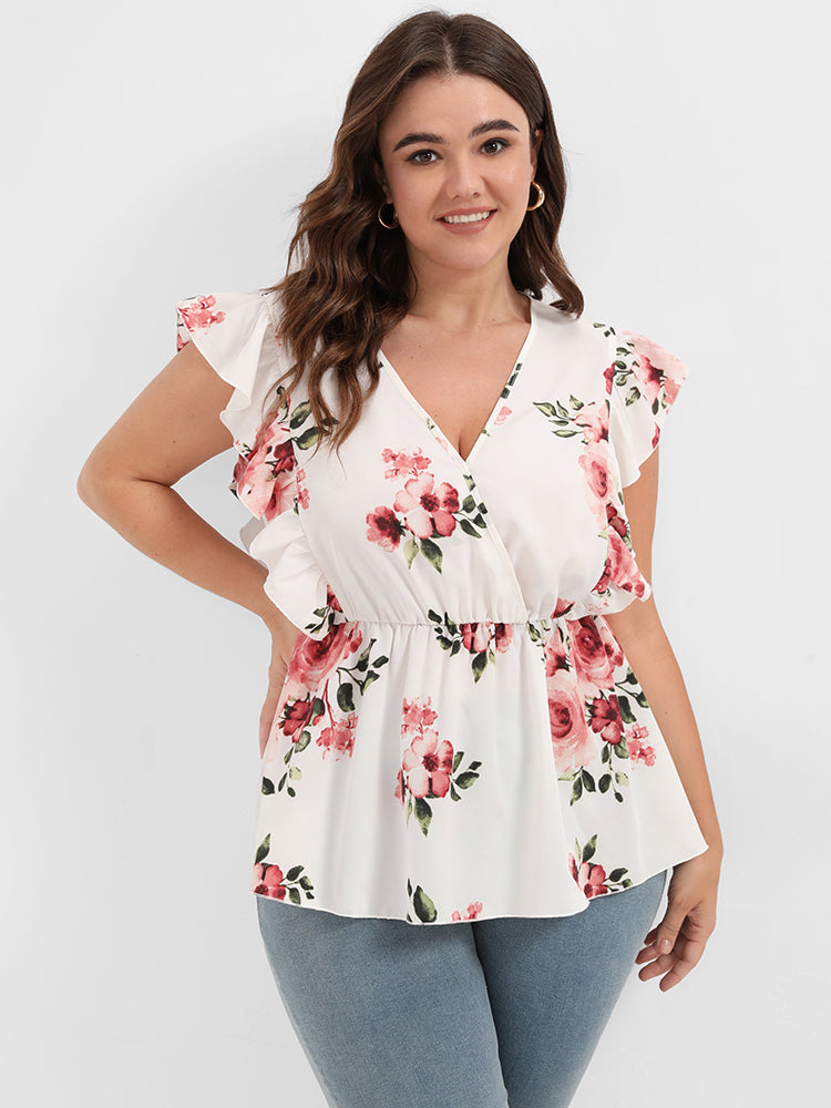 Floral Ruffles Elastic Waist V Neck Blouse
http://shrsl.com/