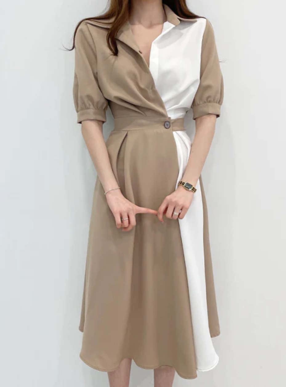 Lapel stitching one-button short-sleeved dress
http://shrsl.