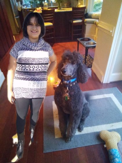 this is me and my dog Jude at Christmas