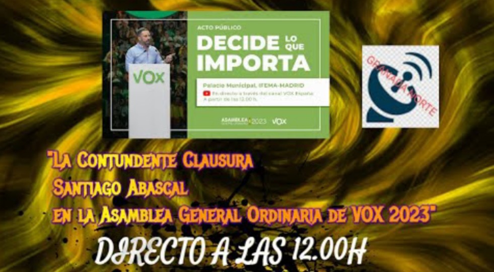 Acto de VOX desde Madrid. 
Directo aquí:  https://www.youtub