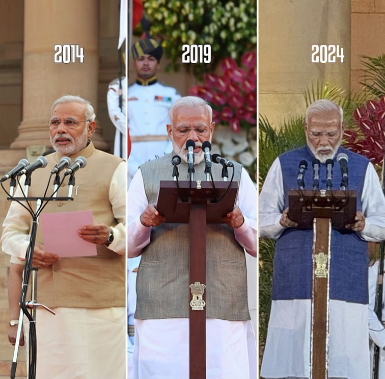 3rd time Modi takes oath as a Prime Minister of India! 
#Mod