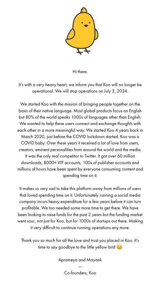 Koo app has shut down!
#KooApp
Today the Founder has announc