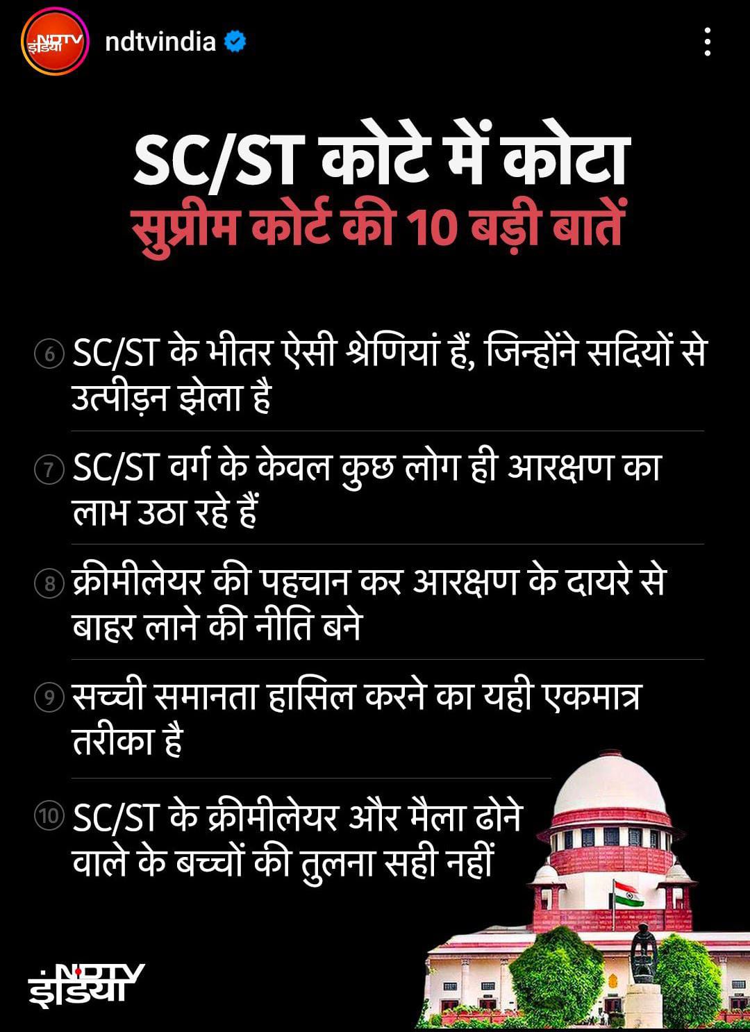 SC/ST reservation पर सुप्रीम कोर्ट का बड़ा फैसला ! sub categ
