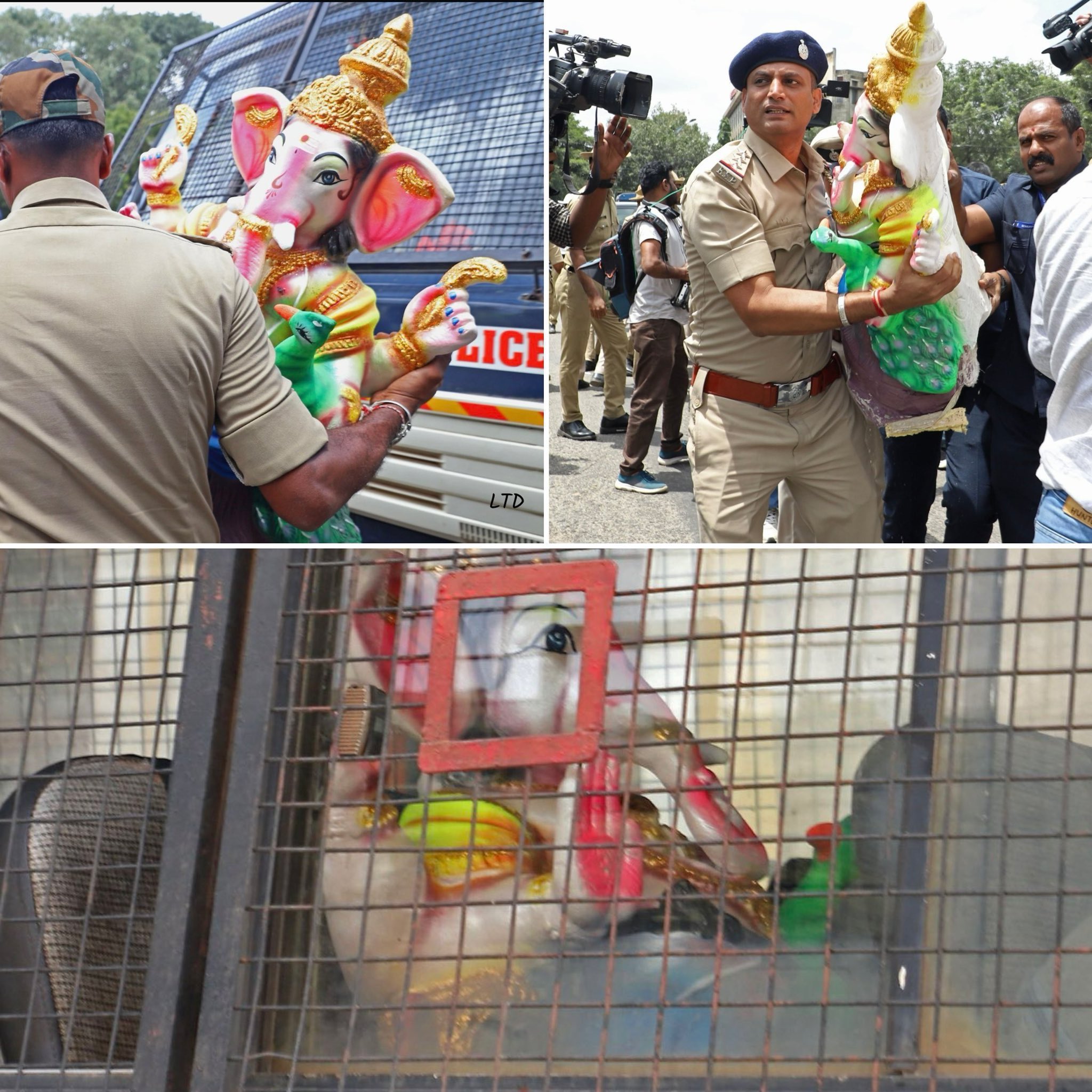Lord Ganesha ko le jate huye police 🚓