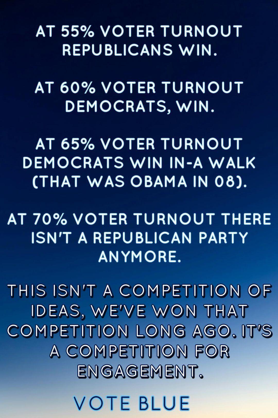 So we have to unite and vote in record numbers. We have to d