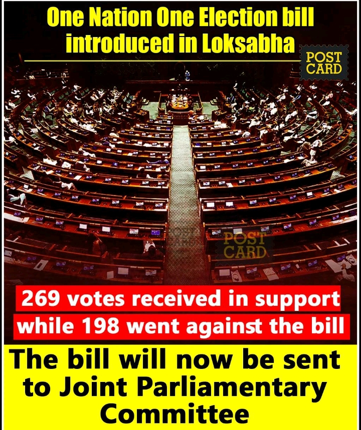 One nation one election! #ONOE
introduced in Loksabha 
In su