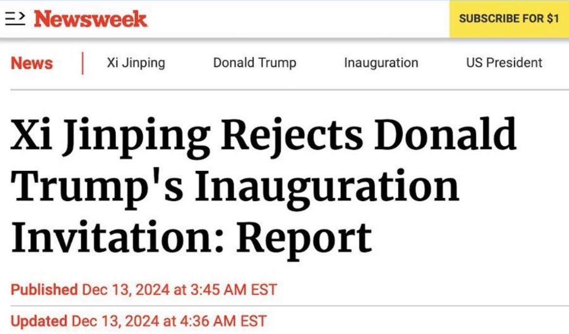 Xin jinping rejects an invitation.. #inauguration