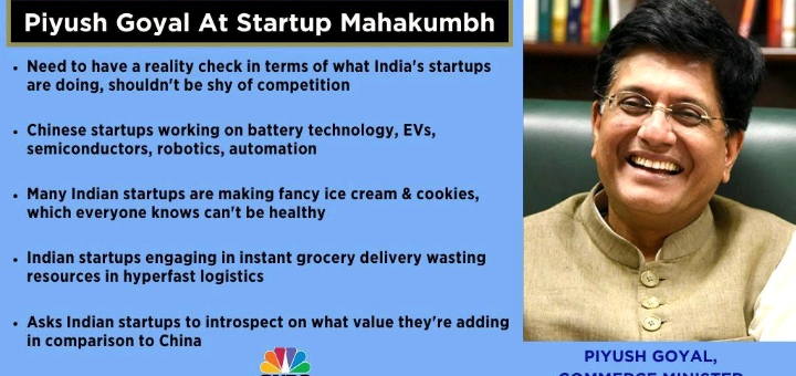 Piyush Goyal's remarks and the reactions:

At Startup Mahaku