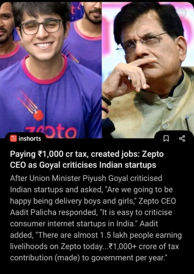 #Zepto CEO as Piyush Goyal crisis on Indian startup mahakumb