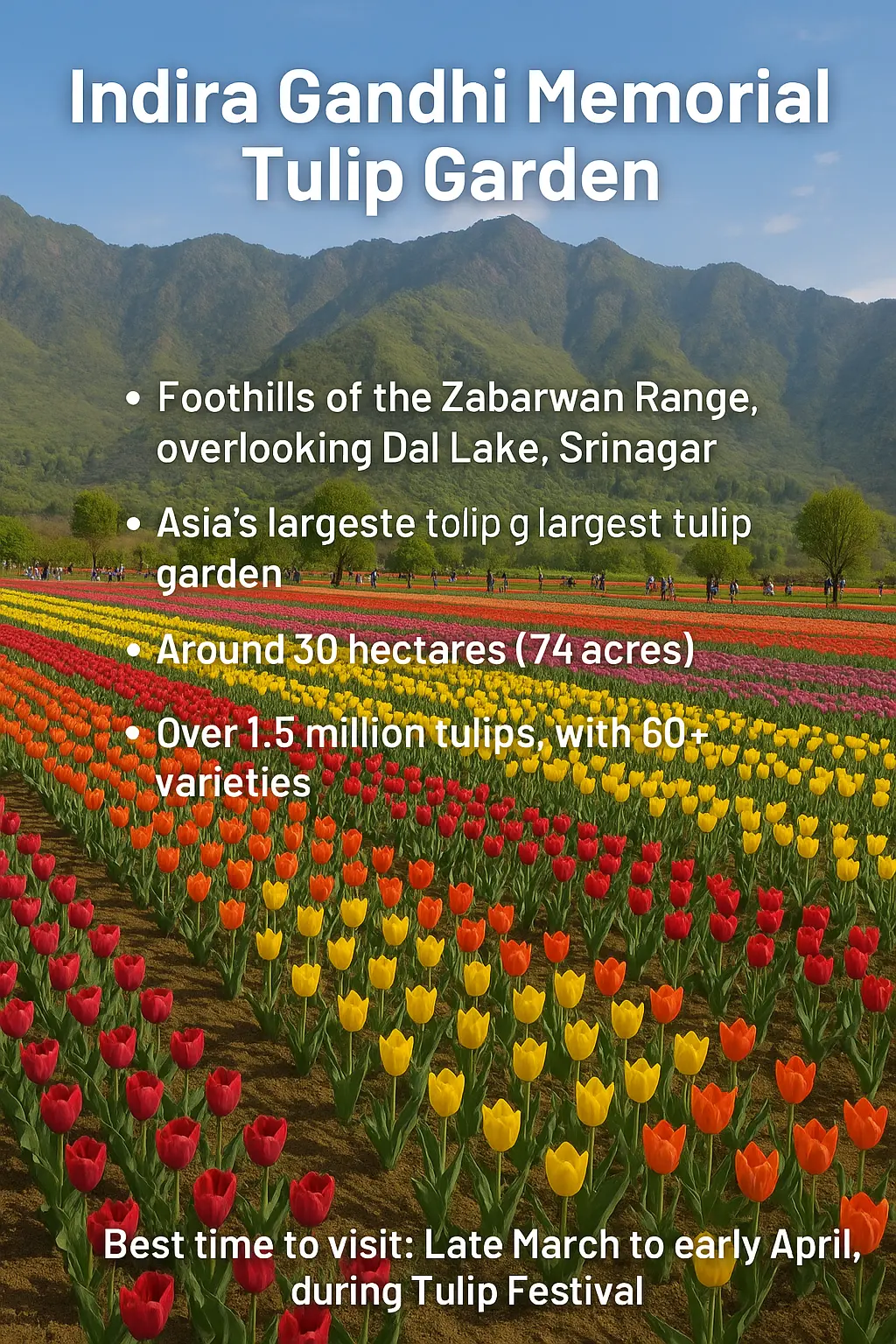Name: Indira Gandhi Memorial Tulip Garden

Location: Foothil