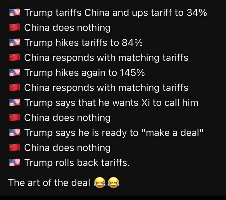 #TrumpTariffs 😀
China is laughing at him😂😂😂 
#US