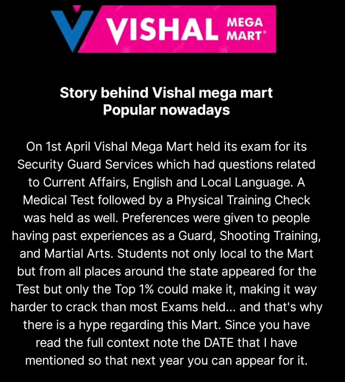 Security Guard ke liye vacancy nikala tha #VishalMegaMart 
j