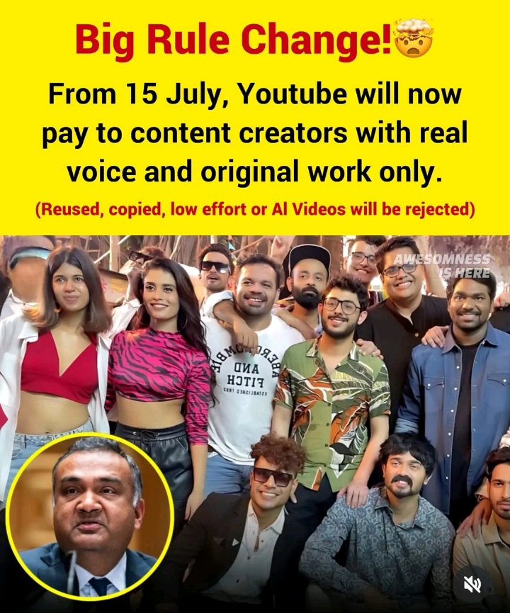 अब #youtube AI content video वाले बनाने वाले को पैसे नहीं दे
