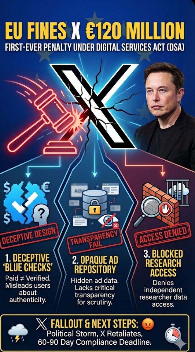 The European Union has issued a €120 million fine against X,