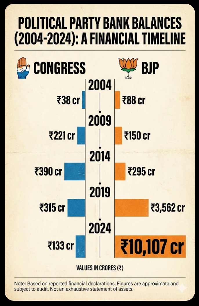 70 साल vs 11 साल 
Bank balance -

                Congress  