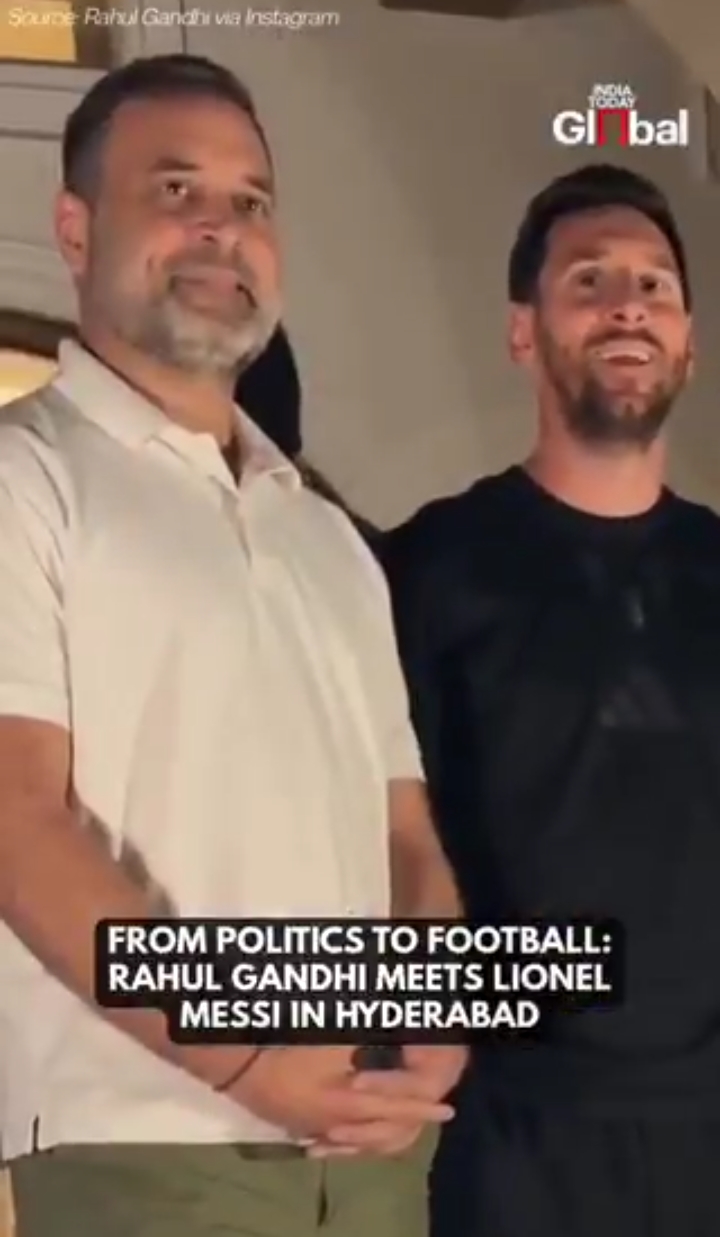 #Rahul Gandhi meets with #LionelMessi in Hyderabad #viral

T