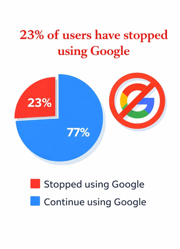 23 percentage of users have stopped using Google in the US!?