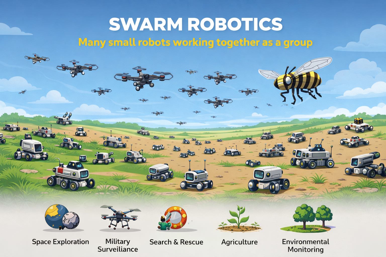 Swarm Robotics is a technology in which many small robots wo
