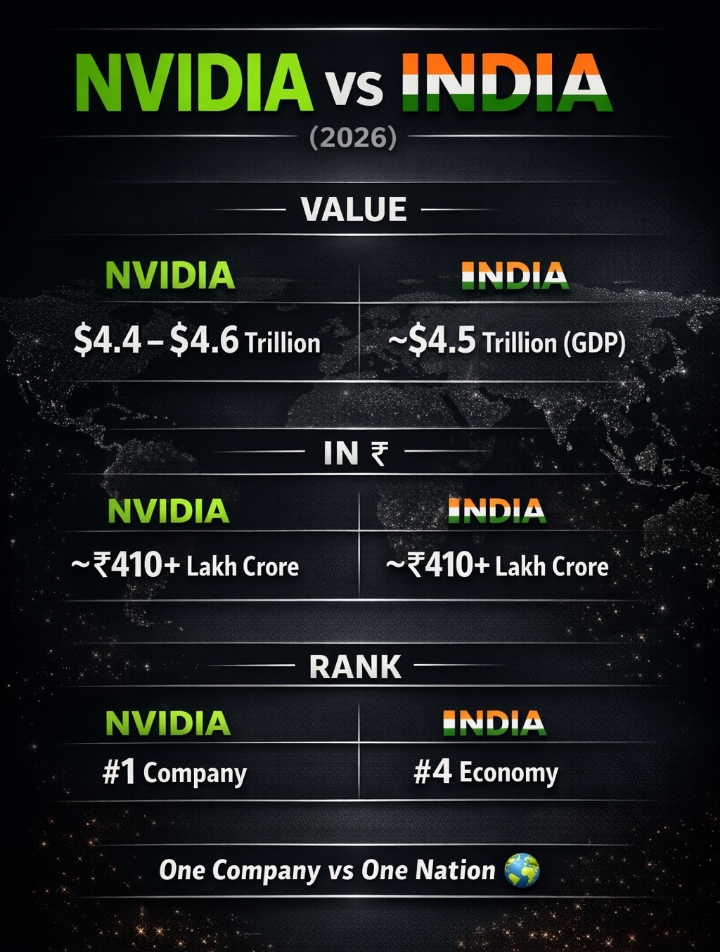 Nvidia की कंपनी valuation के भी बराबर नहीं है भारत की इकोनॉम