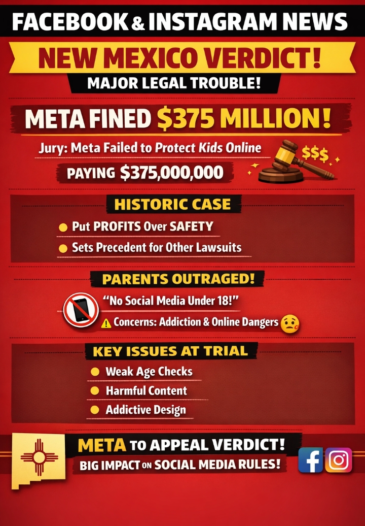 Meta fined $375 million

A jury in New Mexico (USA) found Me