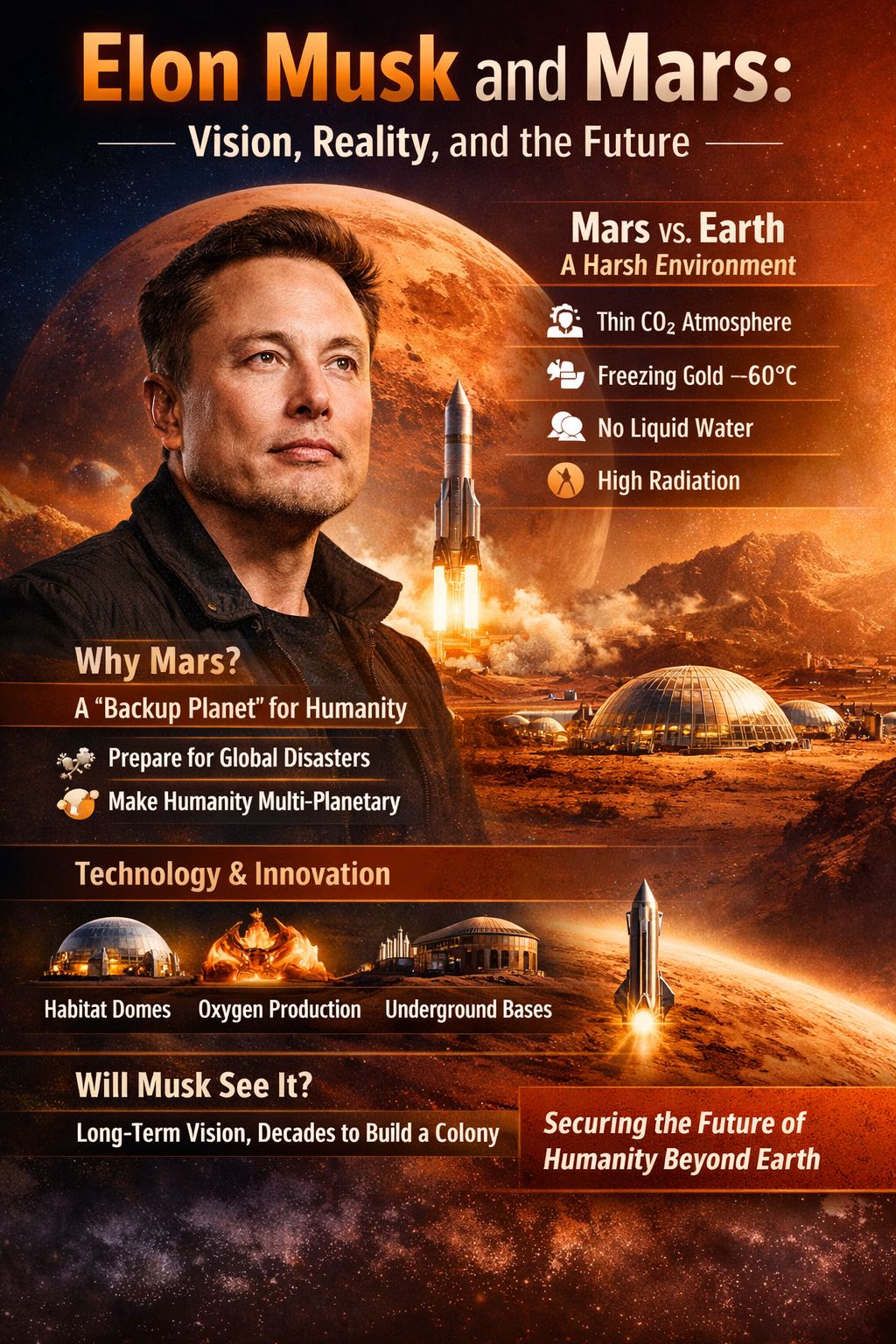 🚀 Elon Musk and Mars: Vision, Reality, and the Future

In an