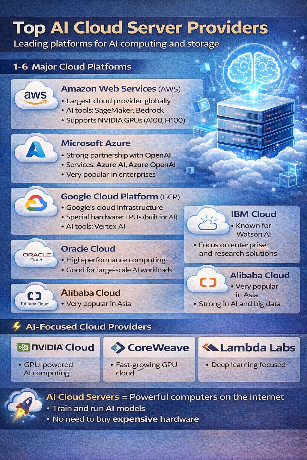 ☁️ AI Cloud Servers (Top Platforms)

AI cloud servers are la