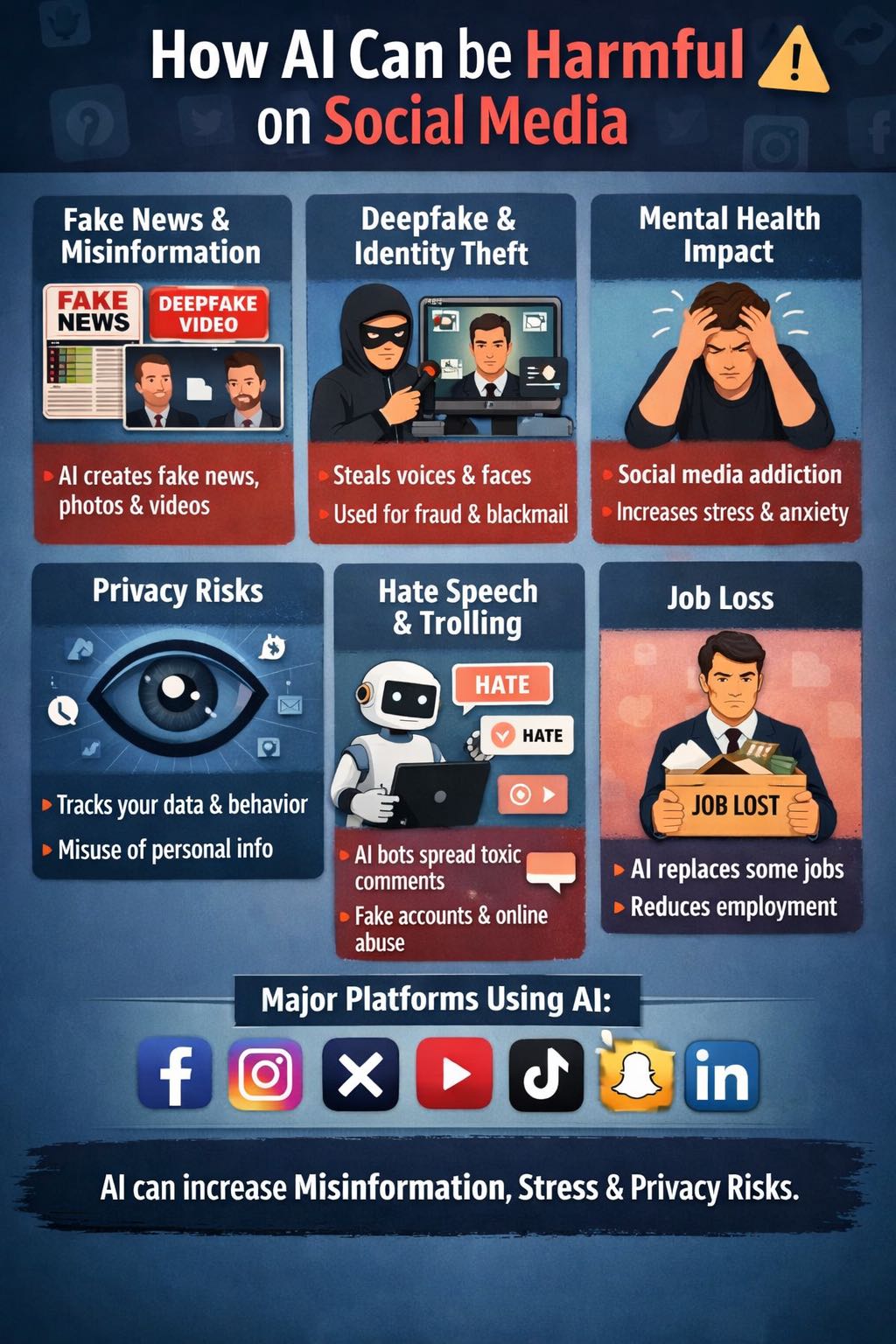 🔴 How can AI be harmful on social media?

1. Fake news and m