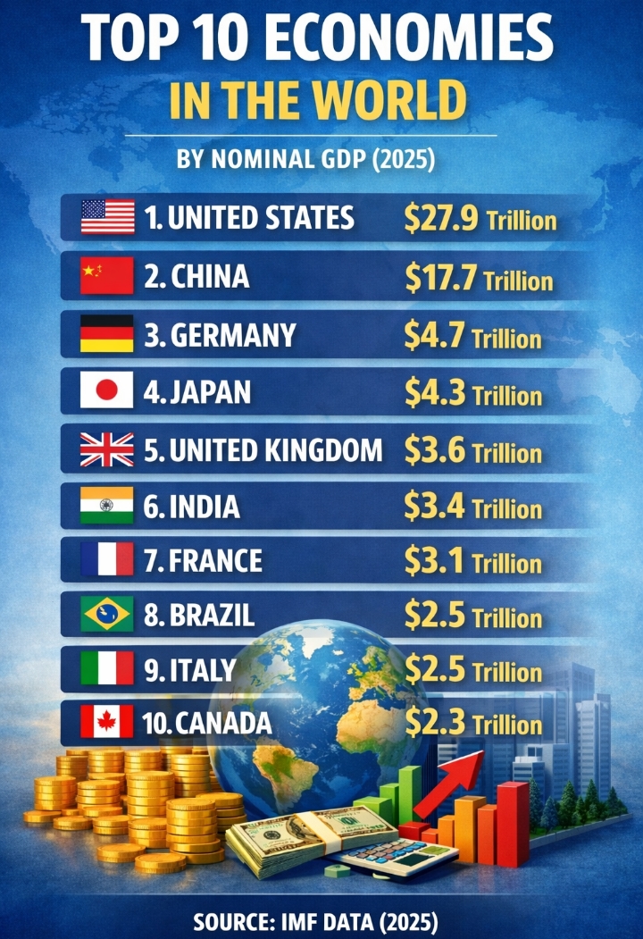 according to the IMF,  Top 10 economics of the world.
#TOP10