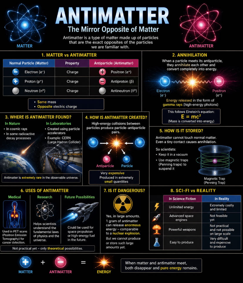 ⚛️ Antimatter is a type of matter whose particles are the ex