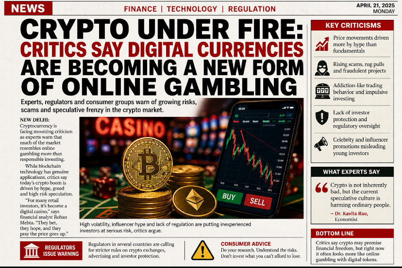 CRYPTO UNDER FIRE: CRITICS WARN DIGITAL CURRENCIES ARE BECOM