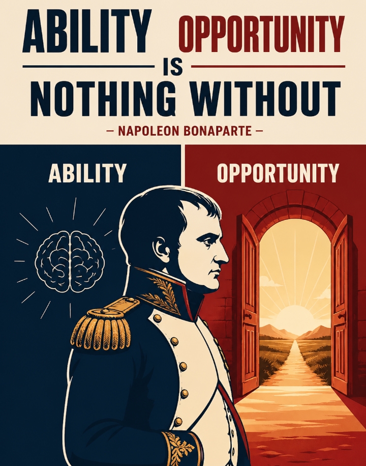 Ability is nothing without opportunity - Napoleon Bonaparte
