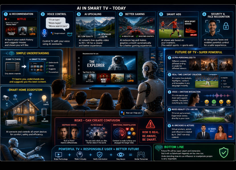 📺 1. AI in Smart TVs (Recommendation System)

* Like YouTube