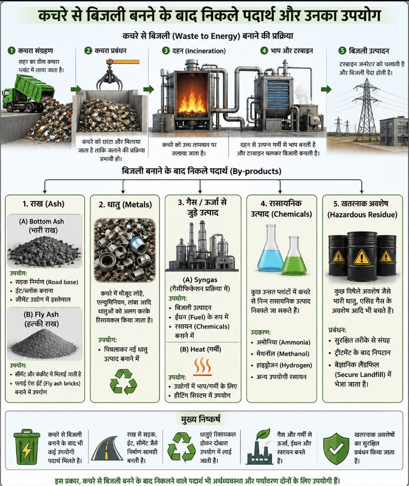 कचड़े से बिजली (Waste-to-Energy) बनाने के बाद जो पदार्थ बचता