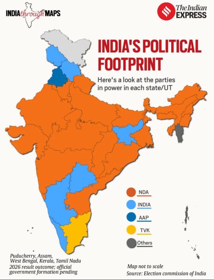 भारत में भगवा फैलता हुआ।