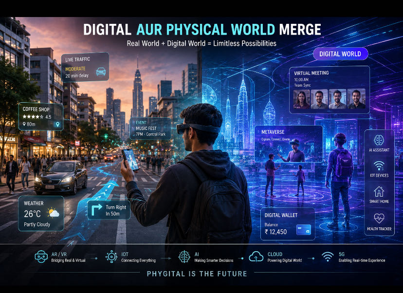“Digital and physical world merge” means the real world (phy