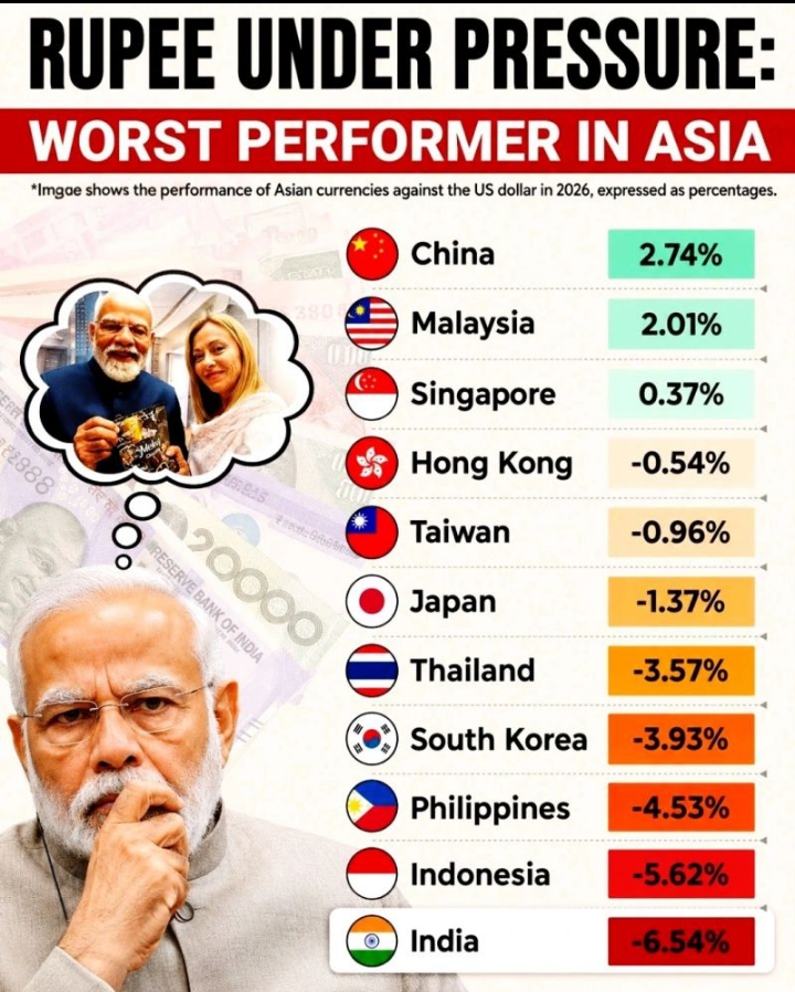 The Indian rupee was the worst-performing major currency in 