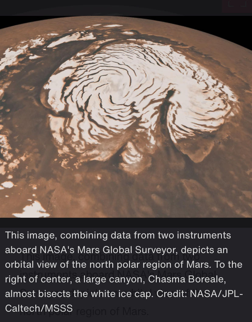 These are real NASA images showing dry ice (frozen carbon di