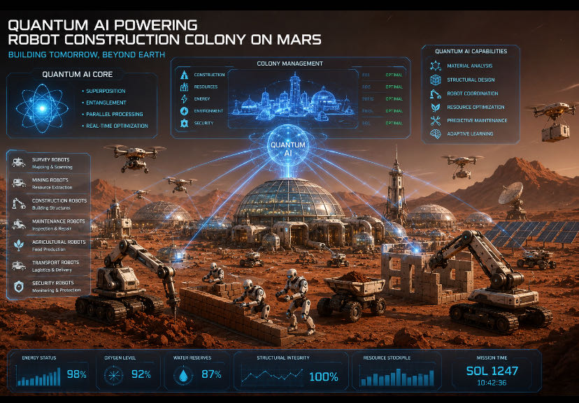Quantum AI-Powered Robot Construction Colony on Mars

A Quan