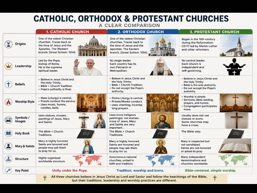 Christianity is mainly divided into three major branches—Cat