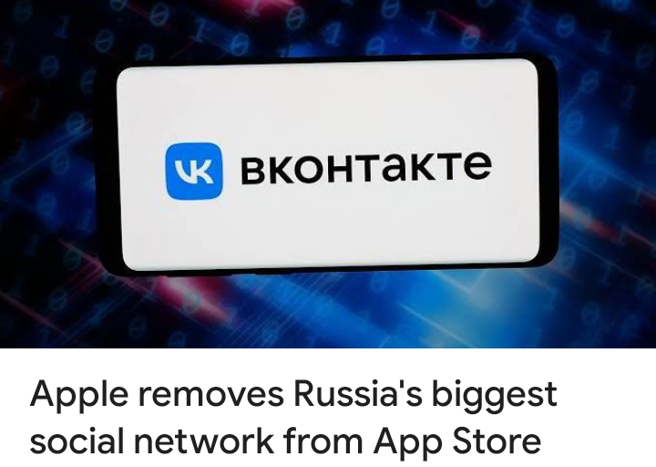 Apple удалила крупнейшую российскую социальную сеть VK из Ap