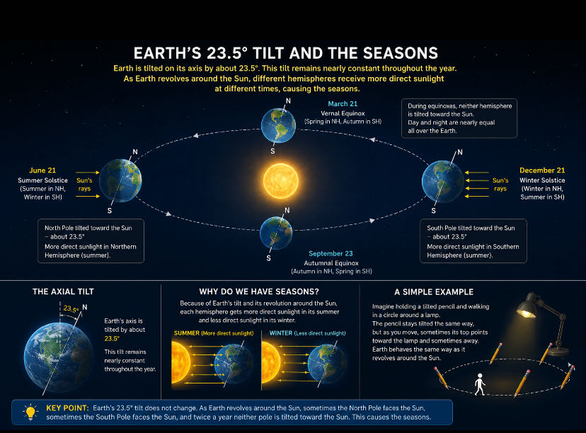 Earth’s 23.5° Tilt and the Change of Seasons

The Earth is t