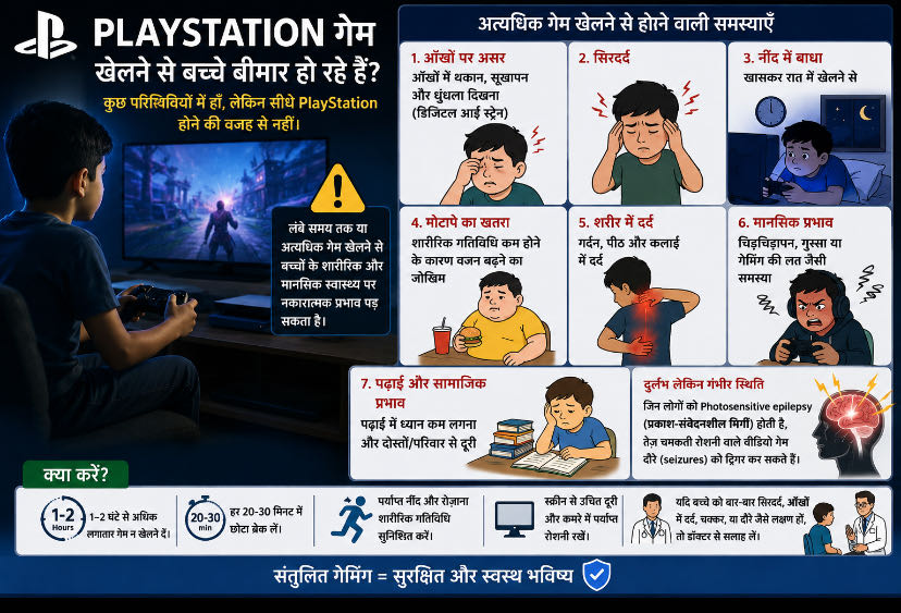 PlayStation गेम खेलने से बच्चे बीमार हो रहे हैं, तो इसका जवा