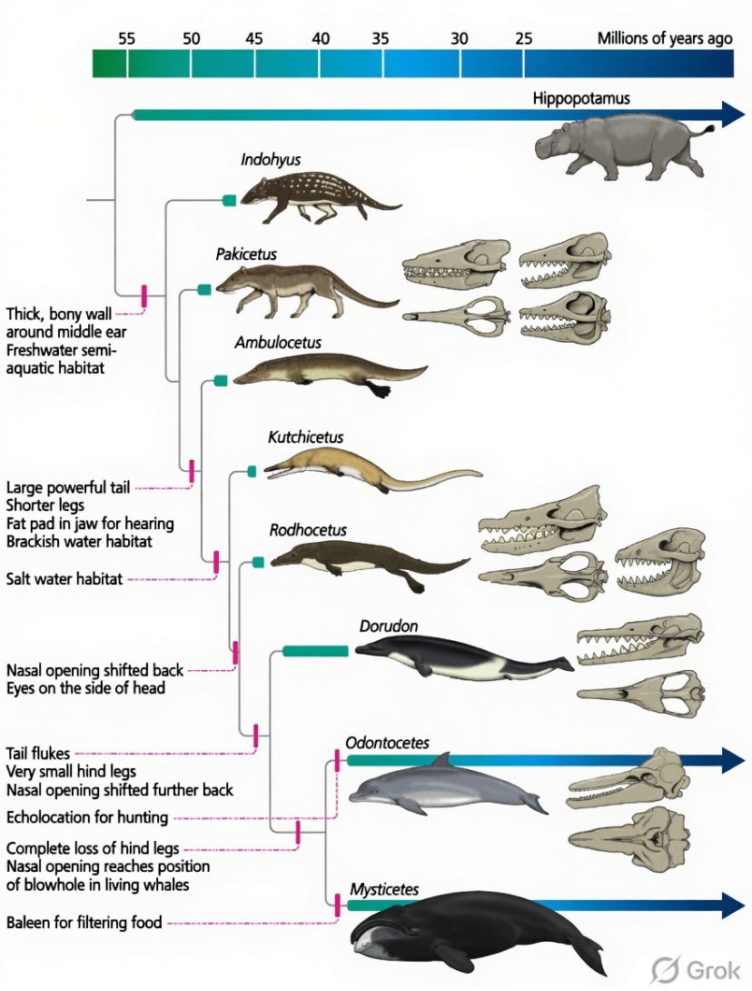 The ancestors of the blue whale were small, four-legged land