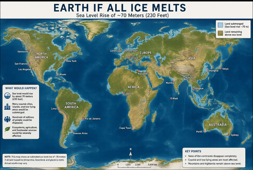 What Would Happen If All the Ice on Earth Melted?

Earth sto
