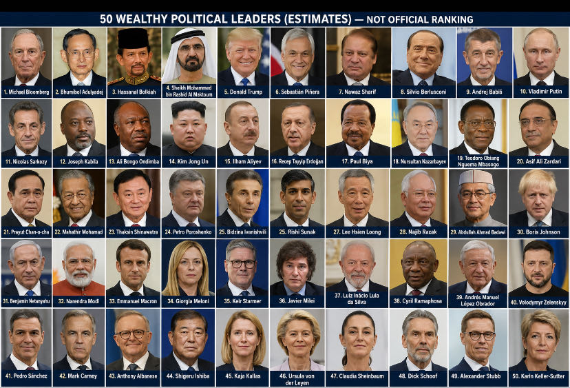 This is a compiled list of wealthy political leaders mention