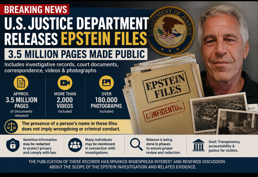 U.S. Justice Department Releases Millions of Pages in Epstei