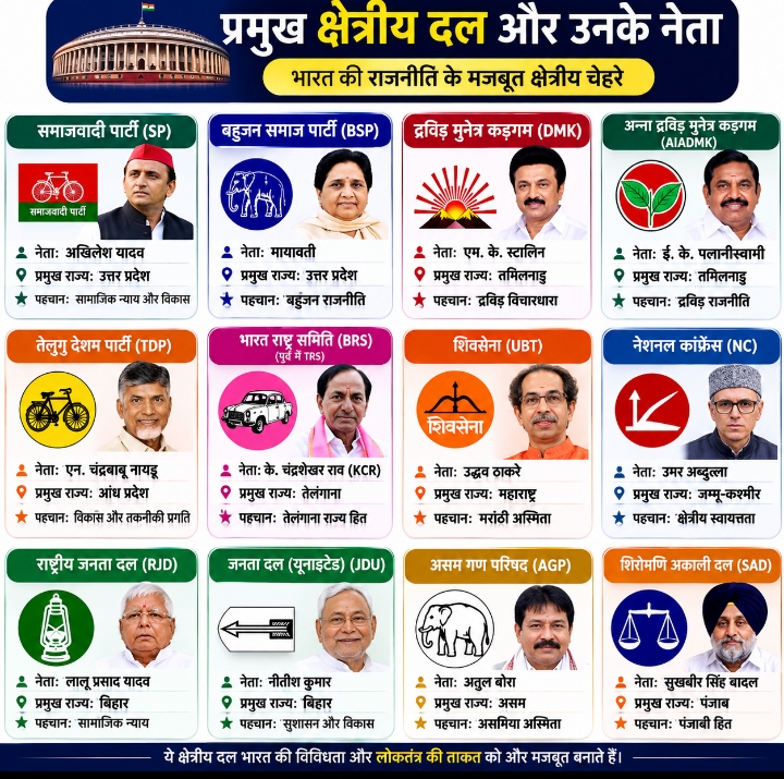 Many of India's prominent regional parties and their leaders